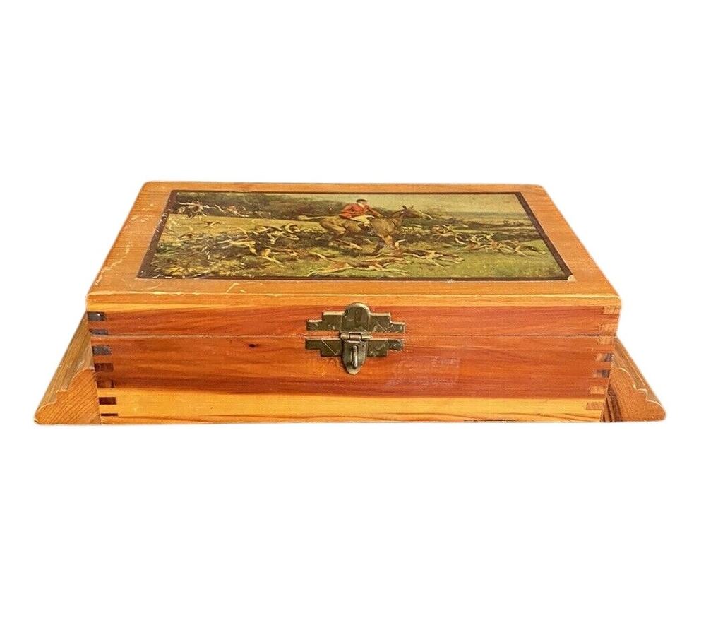 Vintage Art Deco Style Wood Trinket Jewelry Box